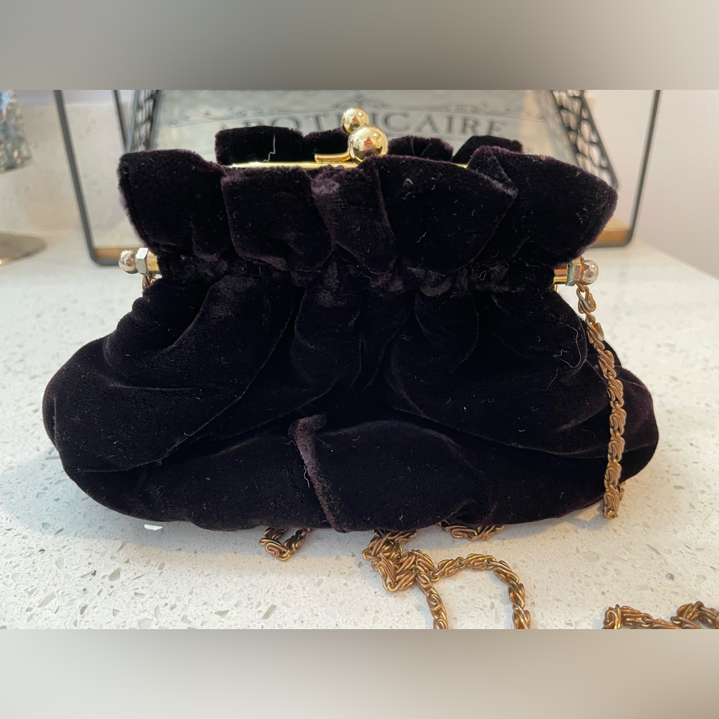 Andr Cellini Vintage Black Velvet Evening Bag